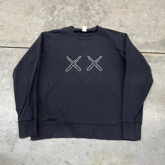 KAWS Other - kaws uniqlo seasame street black big logo cartoon crewneck size large